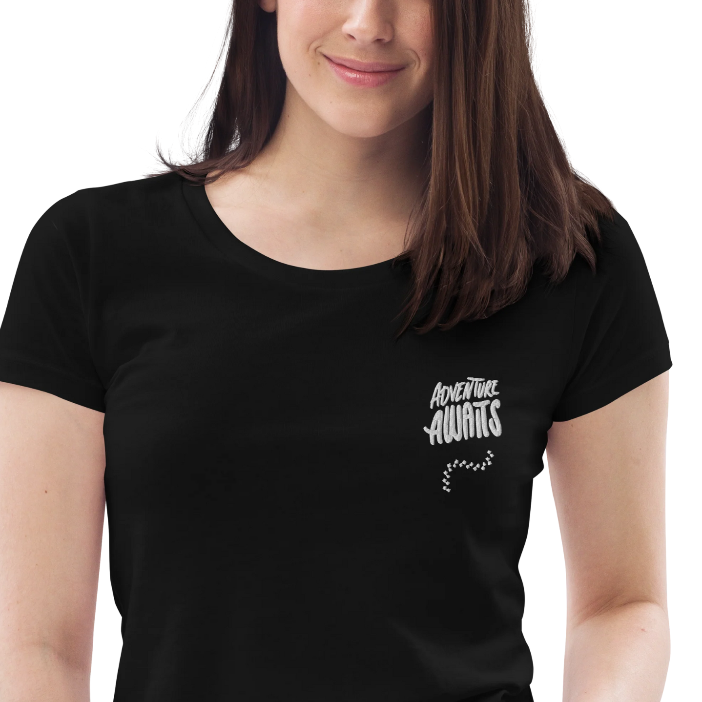 "Adventure Awaits" Embroidered Women's T-shirt