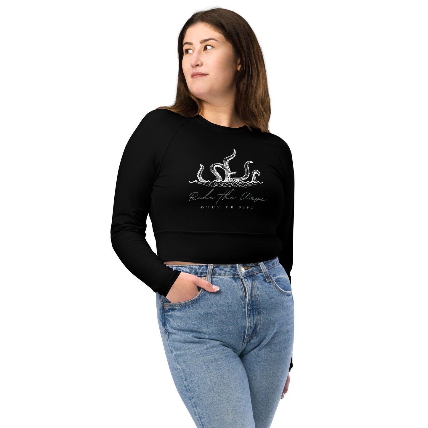 "Ride the Wave" Recycled Long-Sleeve Crop Top