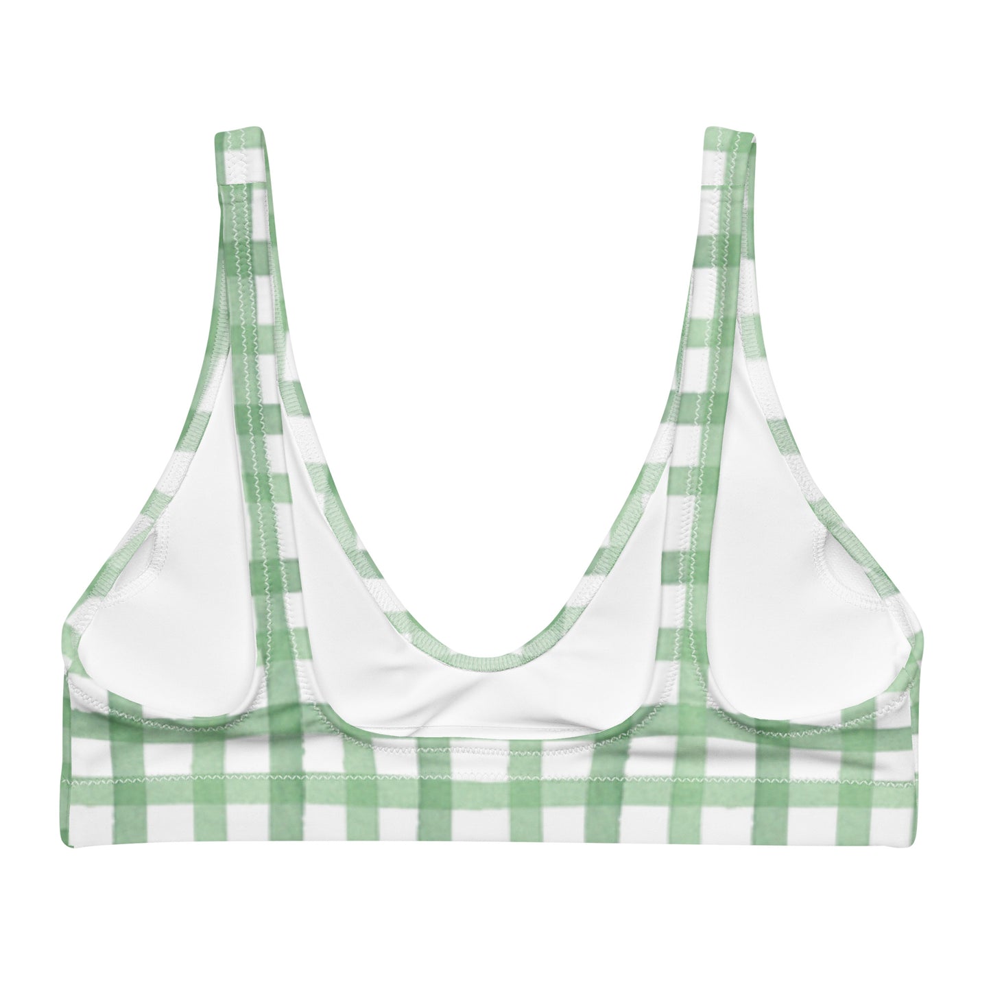 Green Gingham Recycled Bikini Top