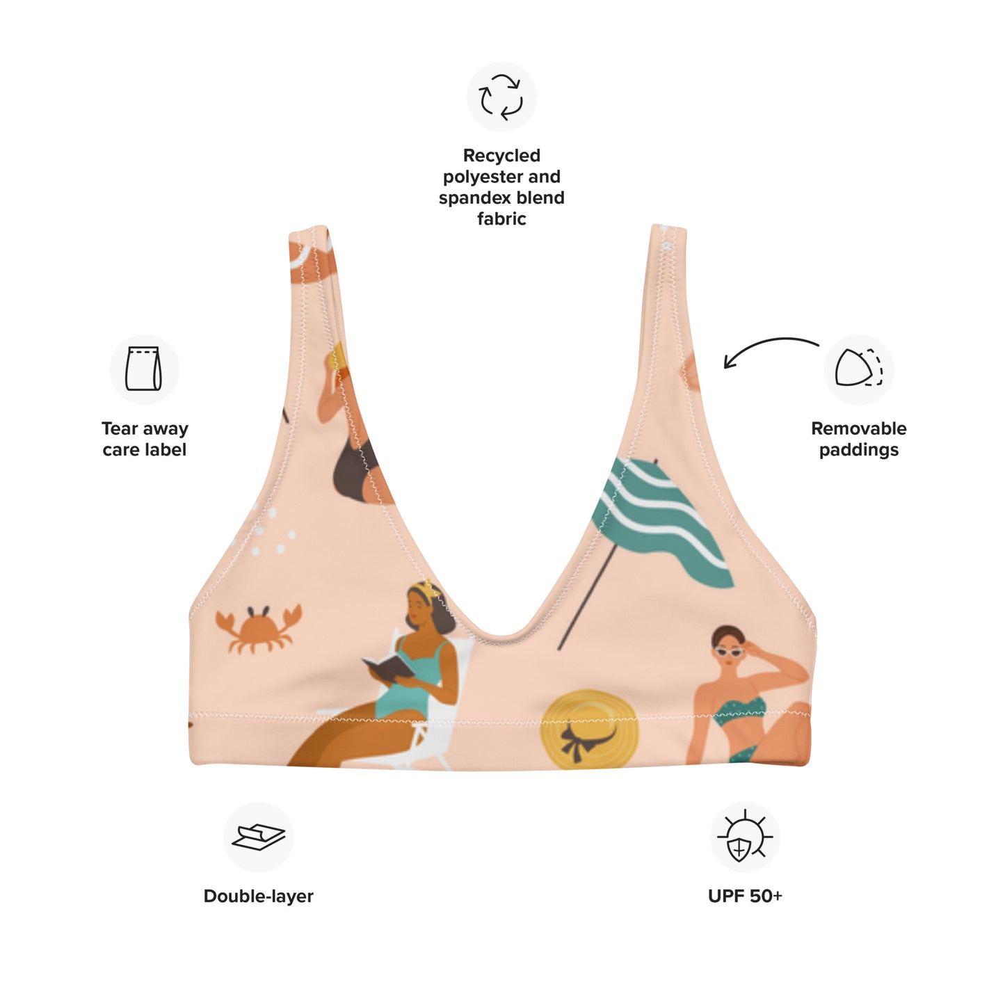 Sandy Beach Recycled Padded Bikini Top