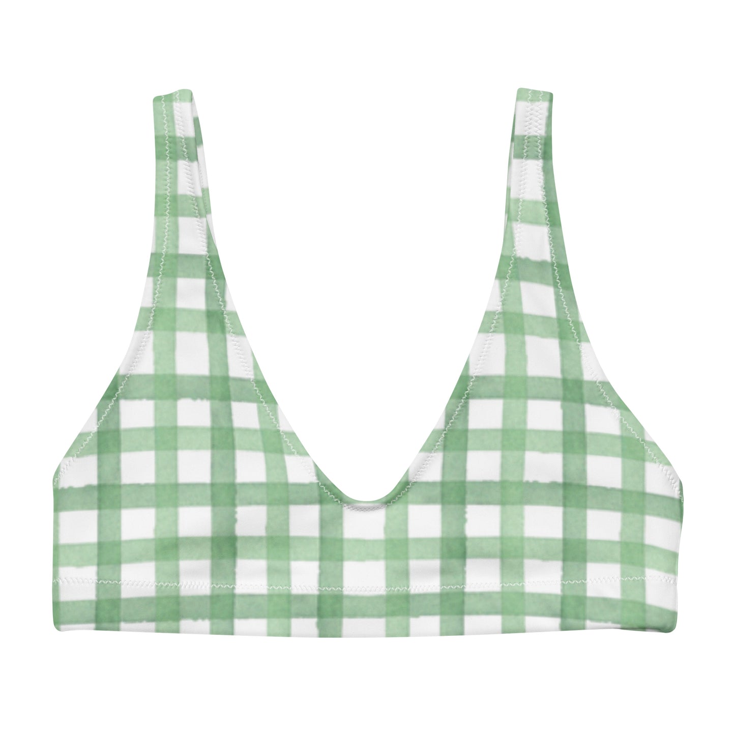 Green Gingham Recycled Bikini Top