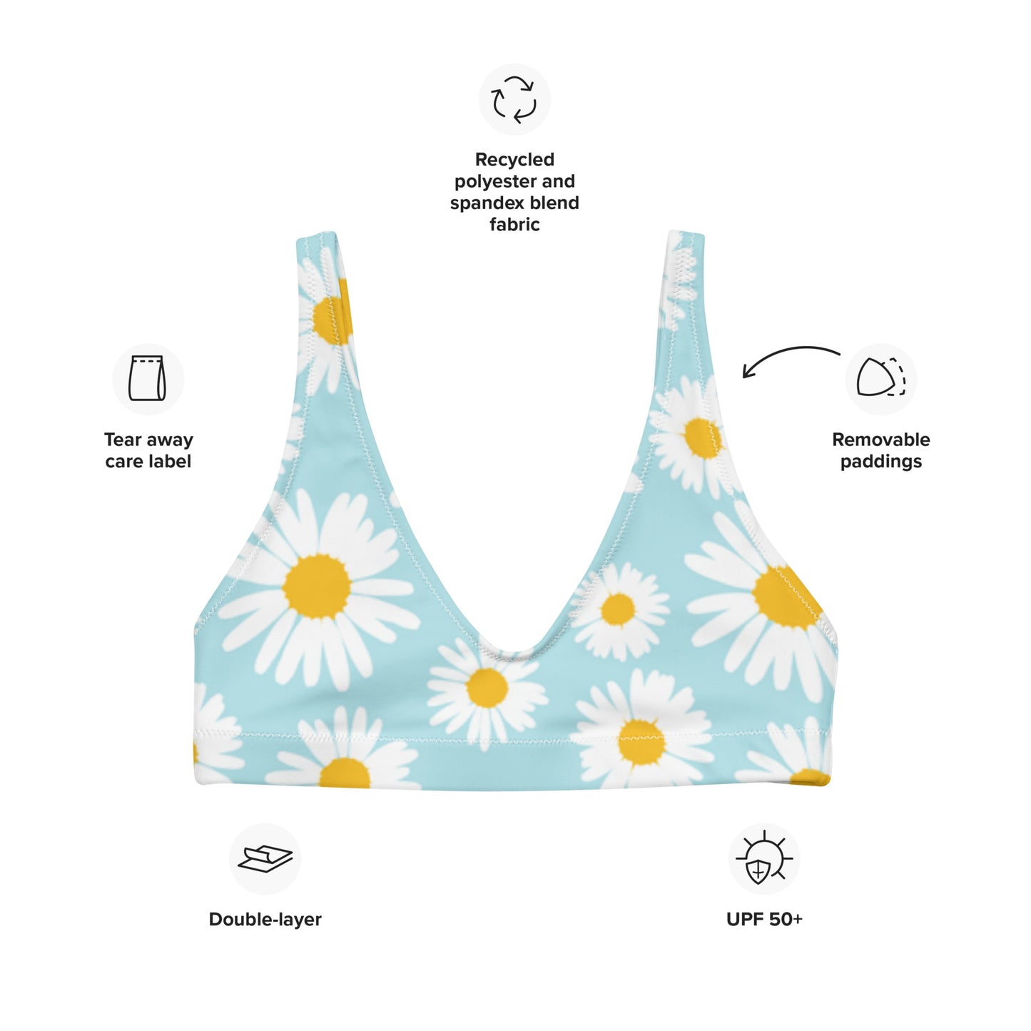 Daisy Blue Recycled Bikini Top