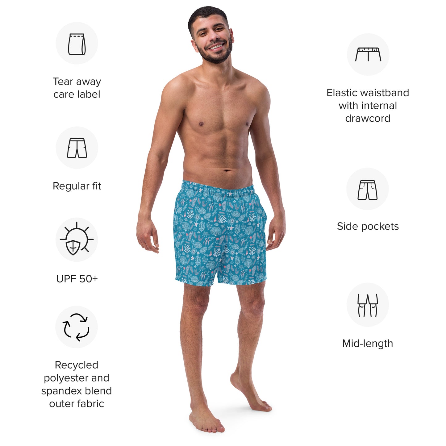 Coastal Coral Men's Swim Trunks