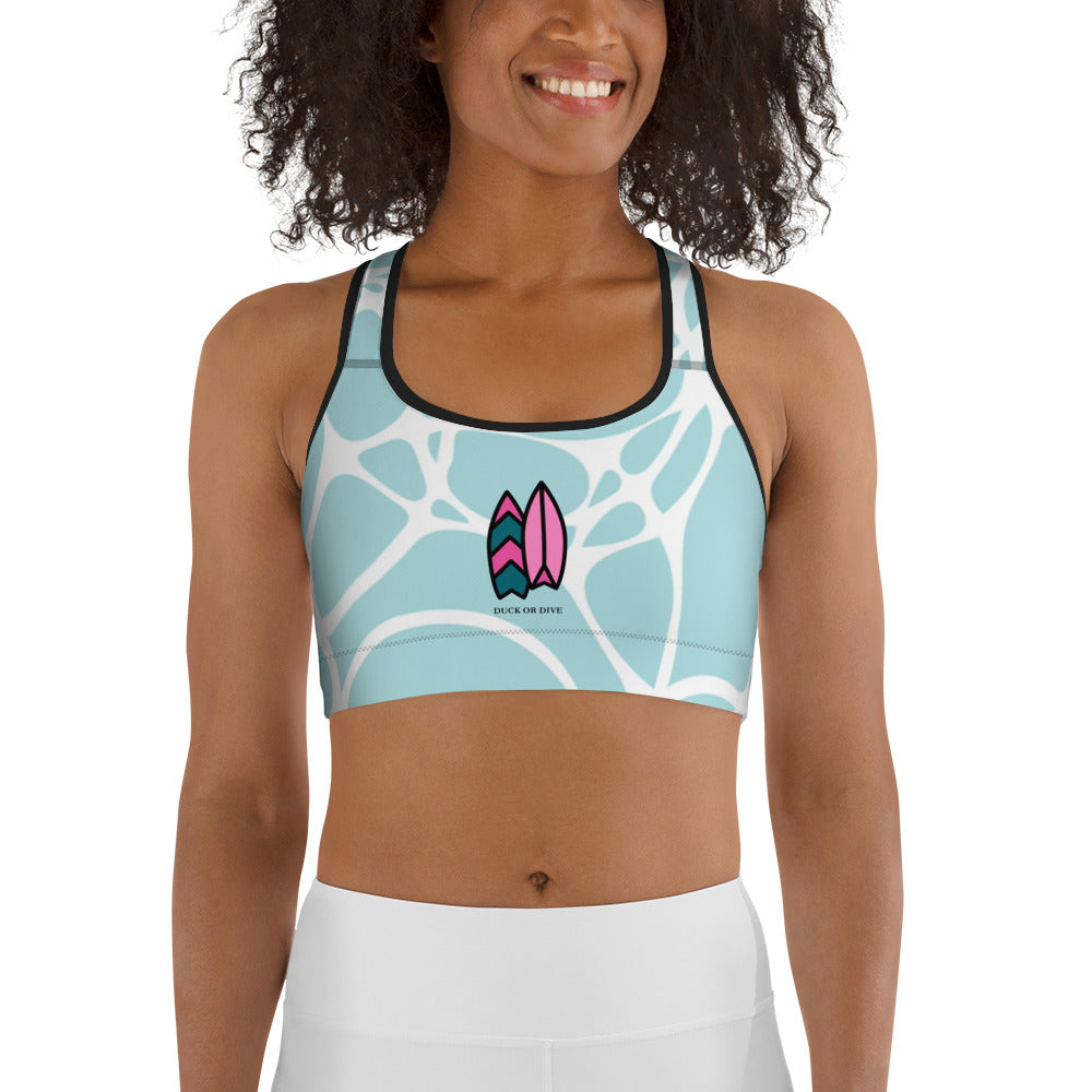 Surfboad & Waves Sports Bra