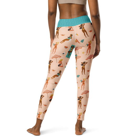 "By The Beach" Yoga Women's Leggings