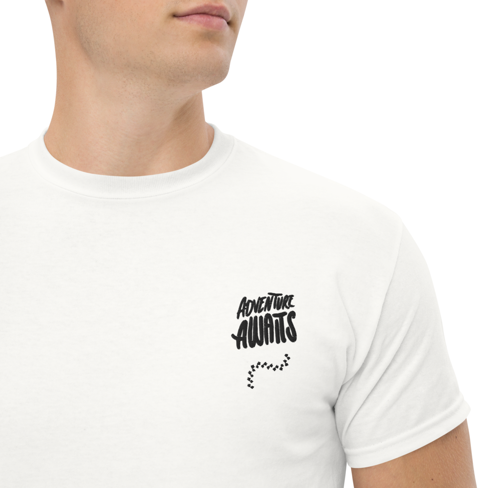 "Adventure Awaits" - Men's Classic Embroided T-shirt