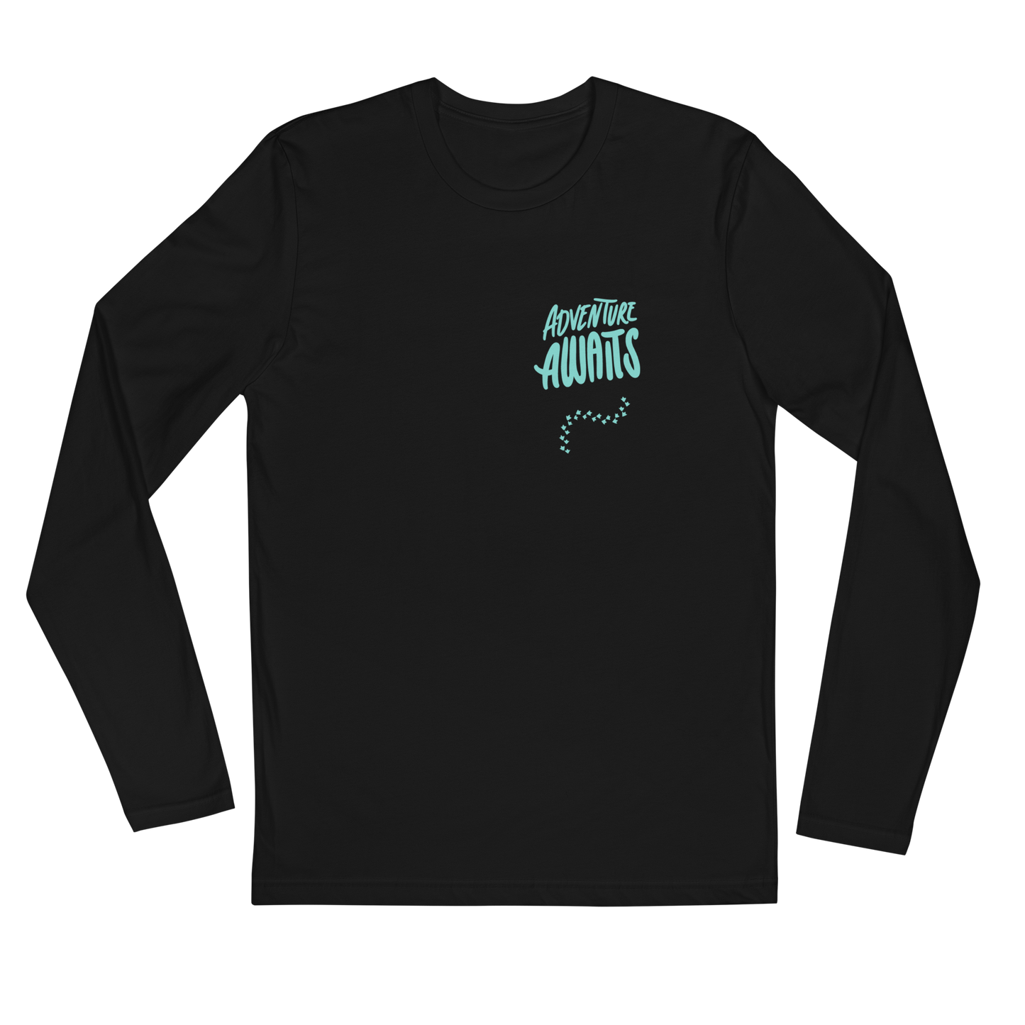 "Adventure Awaits" - Men's Long Sleeve Fitted Crew Top