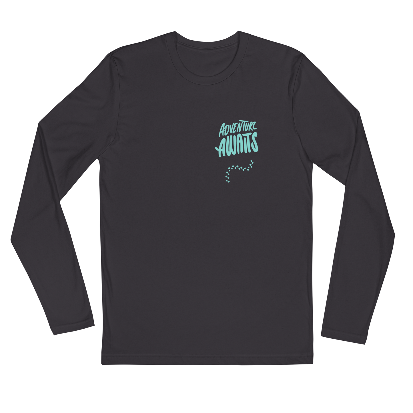 "Adventure Awaits" - Men's Long Sleeve Fitted Crew Top