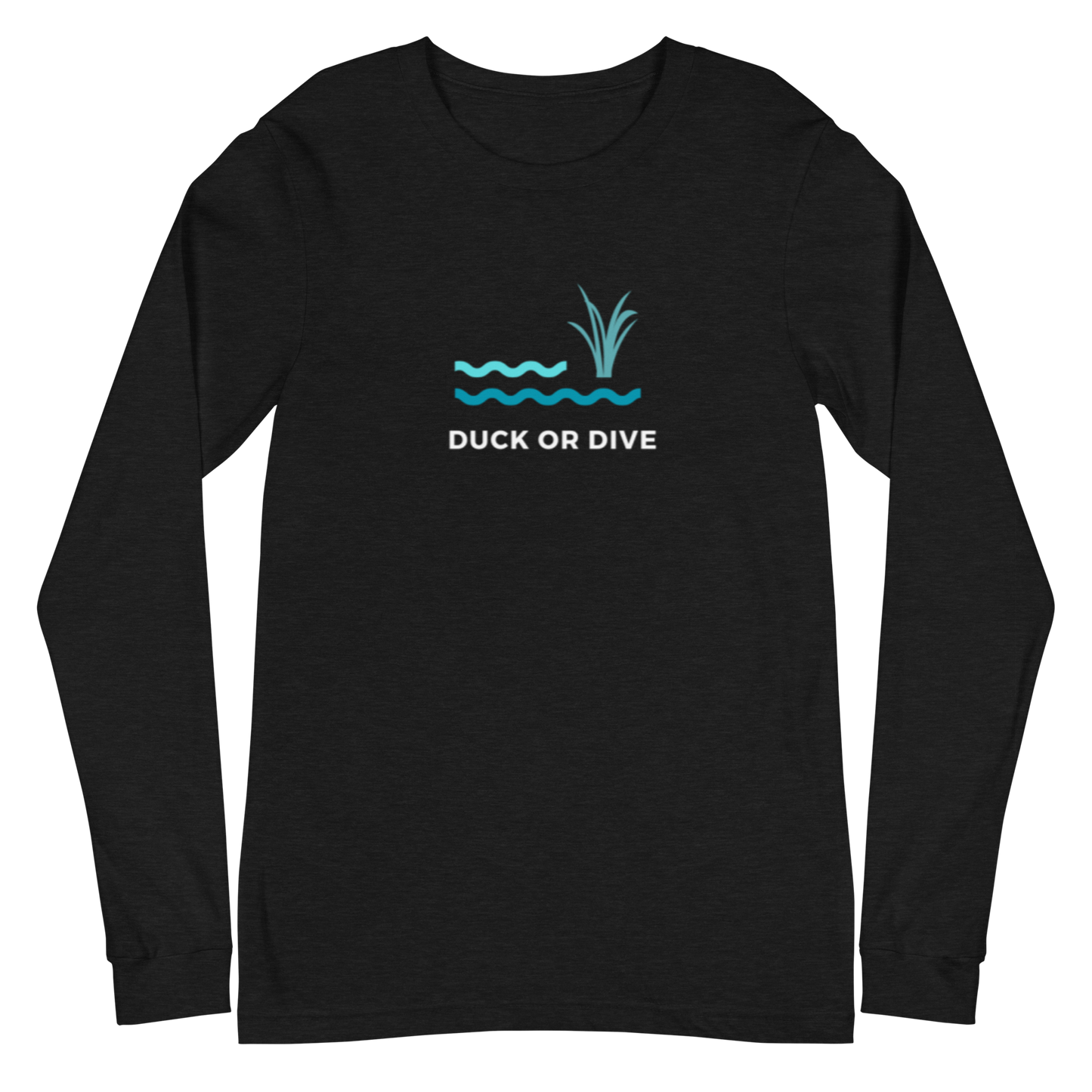 "Waves of Green" Unisex Long Sleeve Black Top