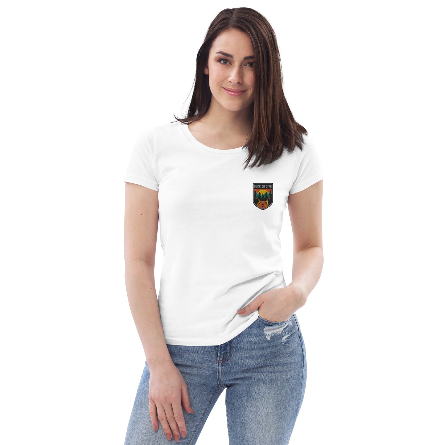 Duck or Dive Embroidered Badge Women's Fitted Eco Tee