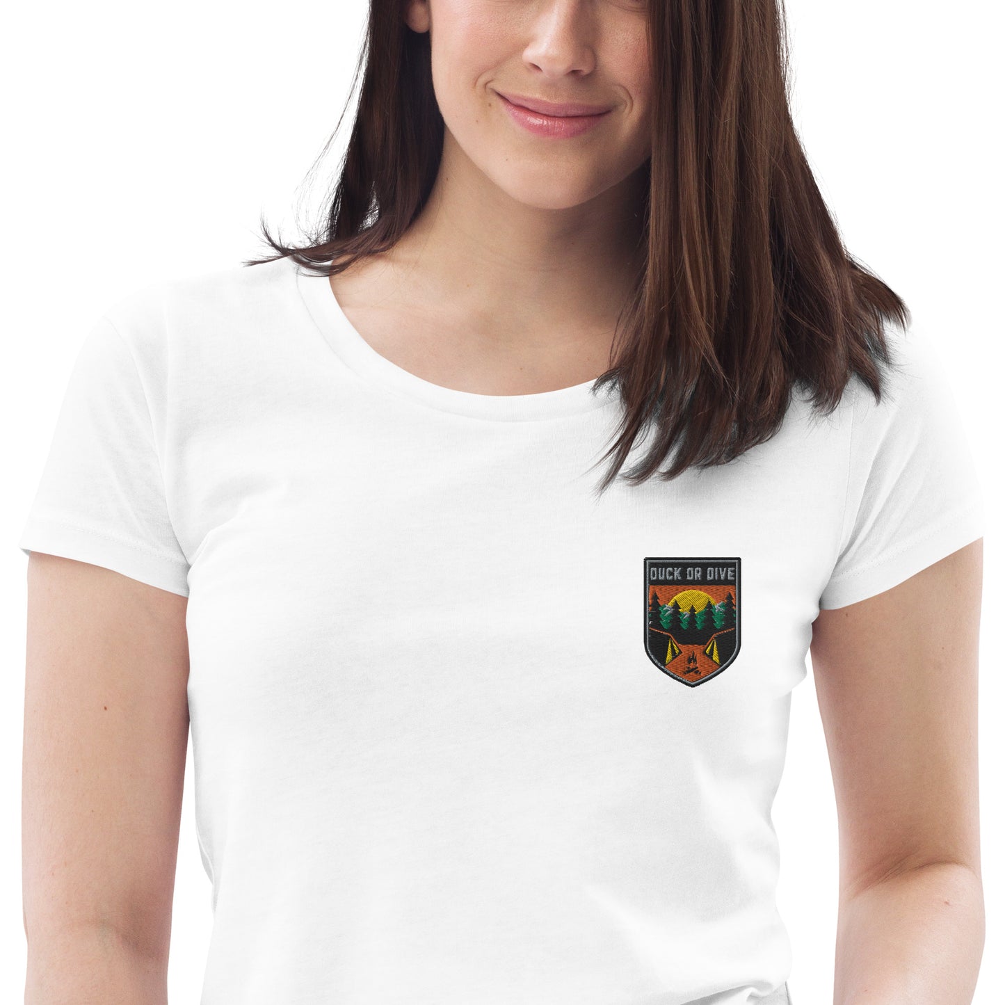 Duck or Dive Embroidered Badge Women's Fitted Eco Tee