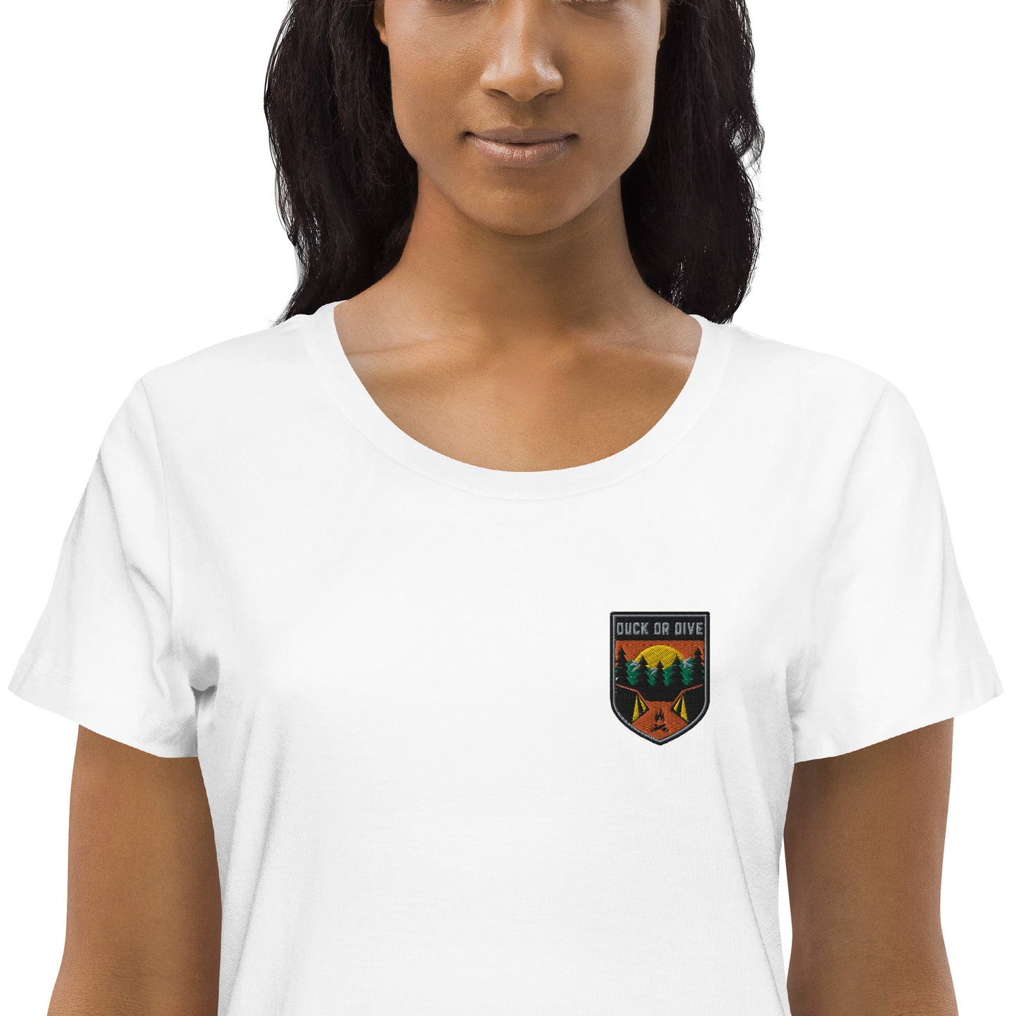 Duck or Dive Embroidered Badge Women's Fitted Eco Tee